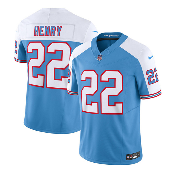 Men's Tennessee Titans #22 Derrick Henry Blue/White 2023 F.U.S.E. Vapor Limited Throwback Football Stitched Jersey
